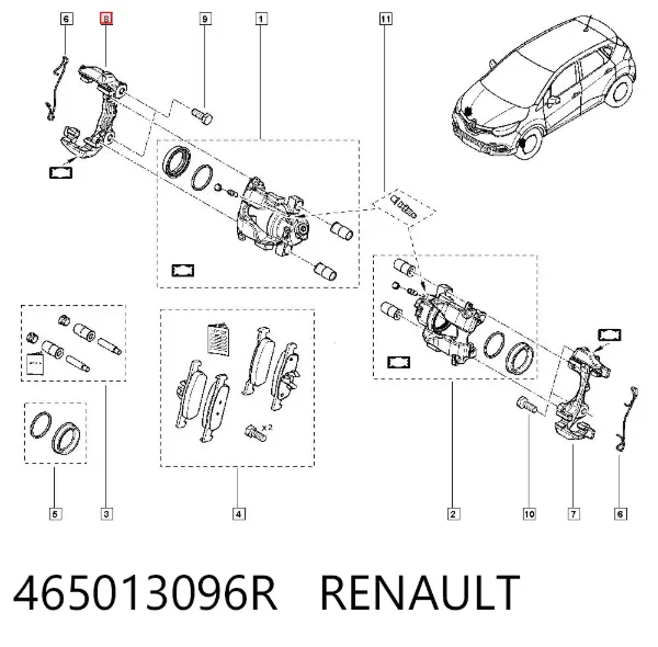 Soporte de la pinza de freno delantera 465013096R Renault (RVI)