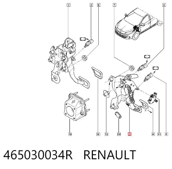 Pedal embrague 465030034R Renault (RVI)