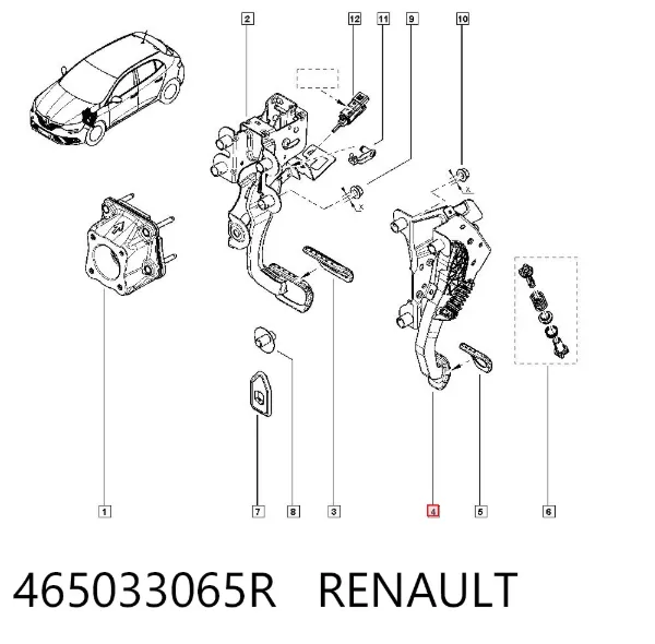 Pedal embrague 465033065R Renault (RVI)