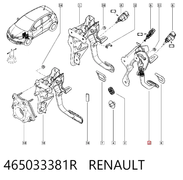 Pedal embrague 465033381R Renault (RVI)