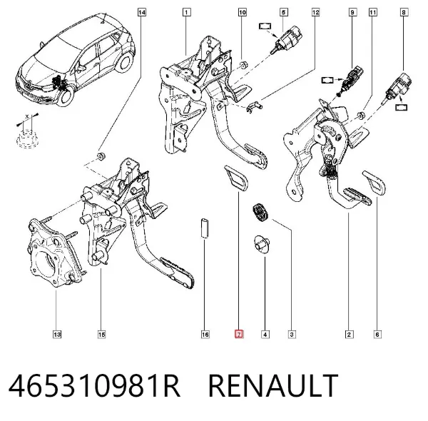 Cubierta del pedal de embrague 465310981R Renault (RVI)