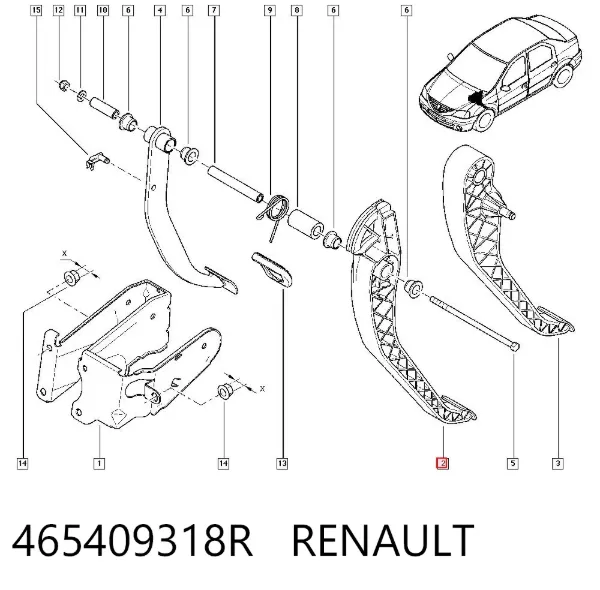 Pedal embrague 465409318R Renault (RVI)