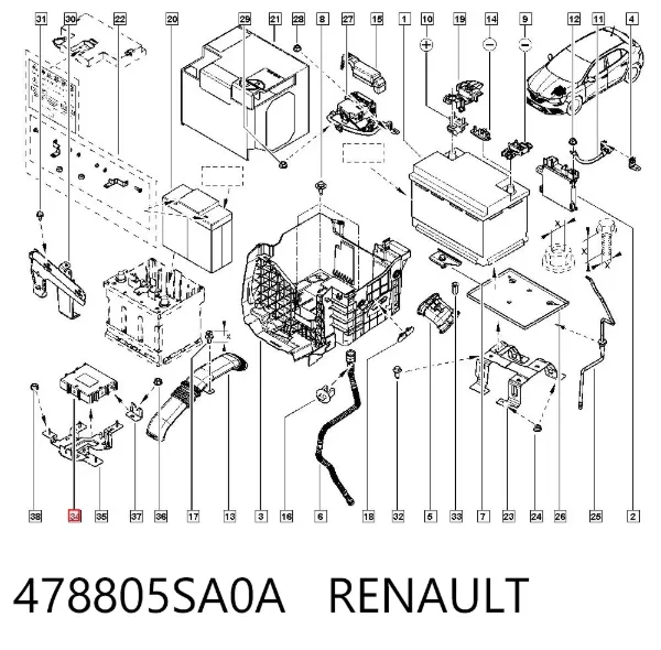 Módulo del freno de estacionamiento electromecánico 478805SA0A Renault (RVI)