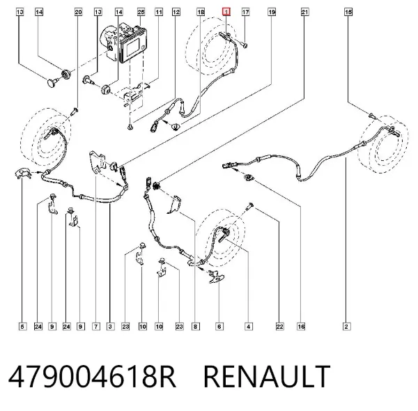 Sensor ABS trasero 479004618R Renault (RVI)