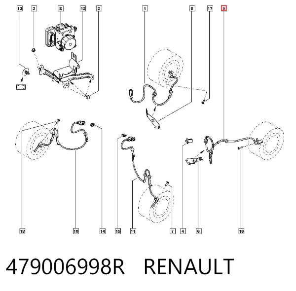 Sensor ABS trasero izquierdo 479006998R Renault (RVI)