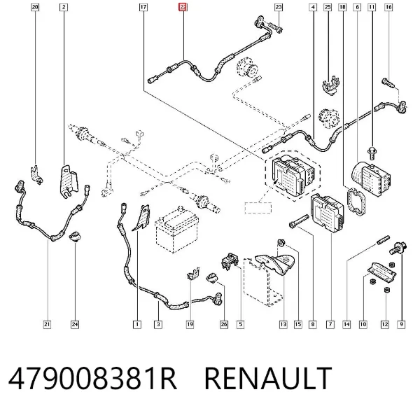 Sensor ABS trasero 479008381R Renault (RVI)