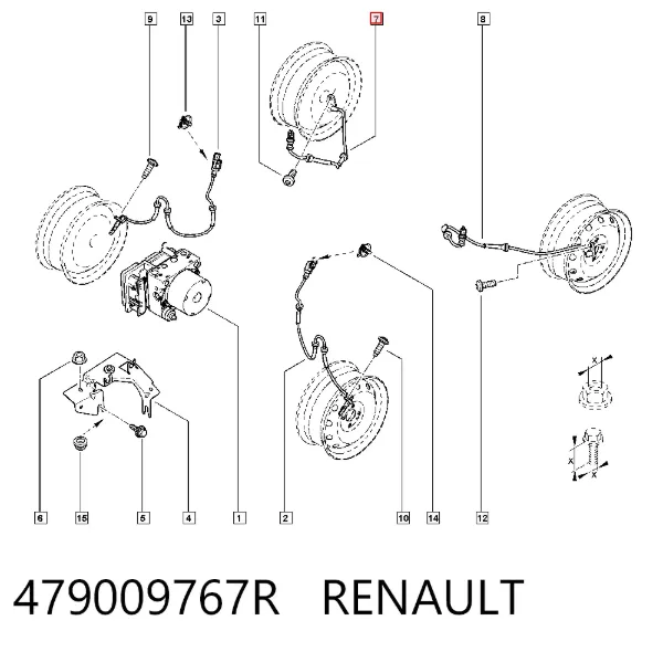 Sensor ABS trasero derecho 479009767R Renault (RVI)
