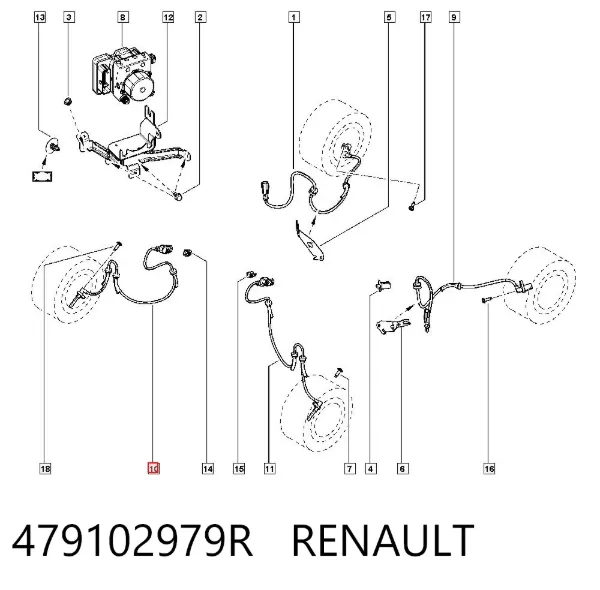 Sensor ABS 479102979R Renault (RVI)