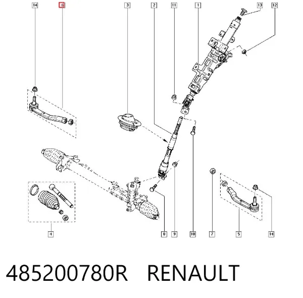 Rótula barra de dirección 485200780R Renault (RVI)