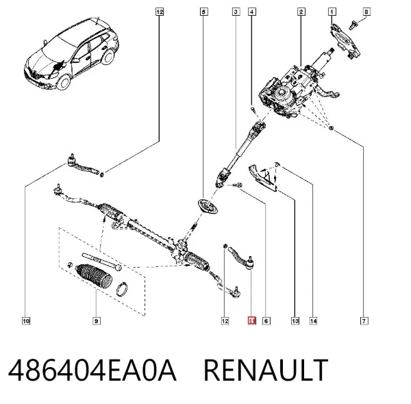 Rótula barra de dirección 486404EA0A Renault (RVI)