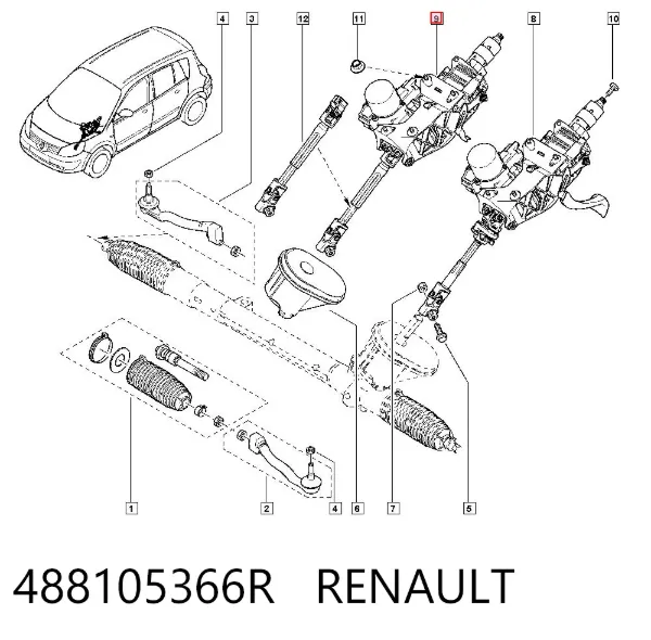 Columna dirección 488105366R Renault (RVI)