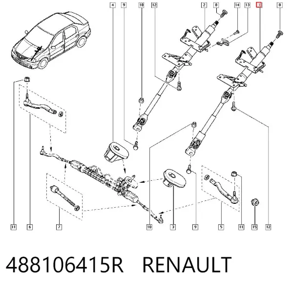 Columna dirección 488106415R Renault (RVI)