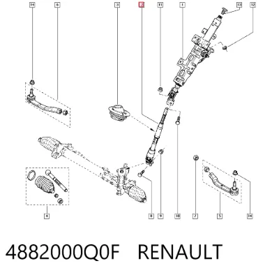 Eje inferior de la columna de dirección RENAULT 4882000Q0F
