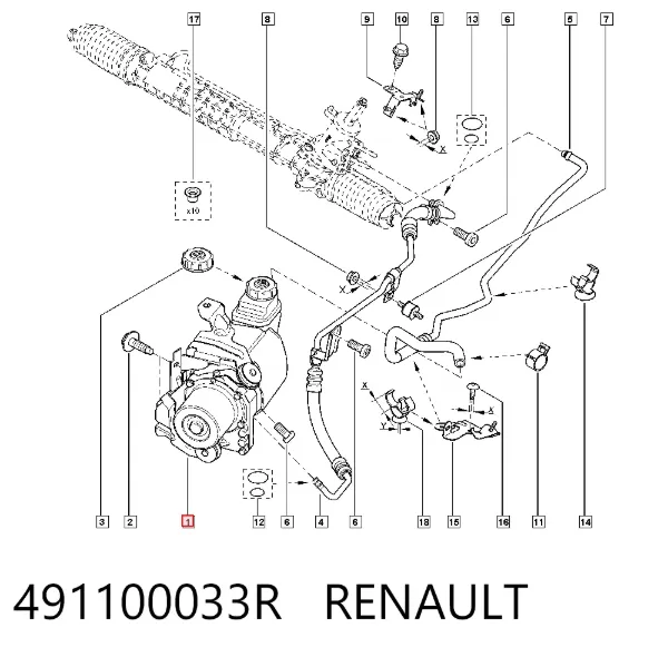 Bomba de dirección 491100033R Renault (RVI)