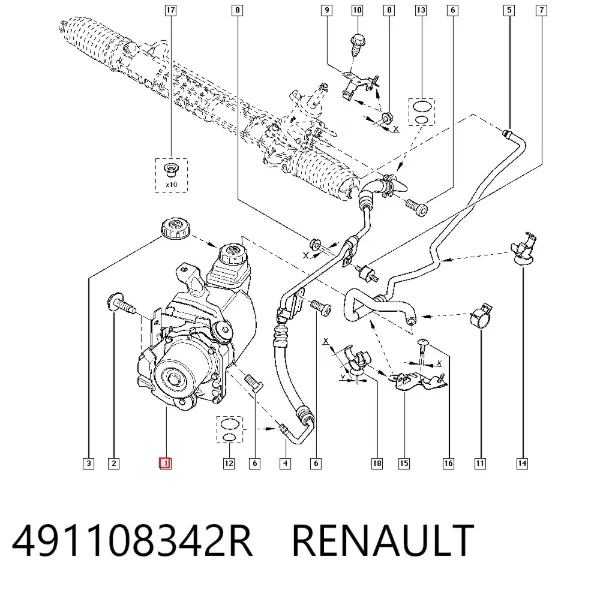 Bomba de dirección 491108342R Renault (RVI)