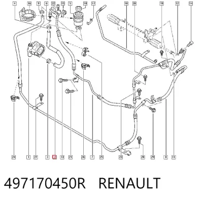Manguera de baja presión de dirección asistida, del depósito a la bomba RENAULT 497170450R