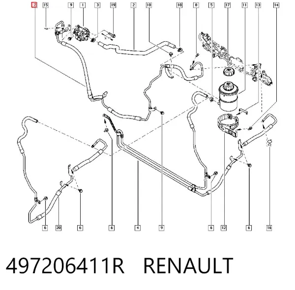 Manguera de alta presion de direccion, hidráulica 497206411R Renault (RVI)
