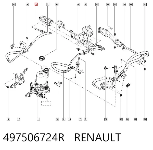 Anillo de sellado de los racores de la cremallera de dirección 497506724R Renault (RVI)