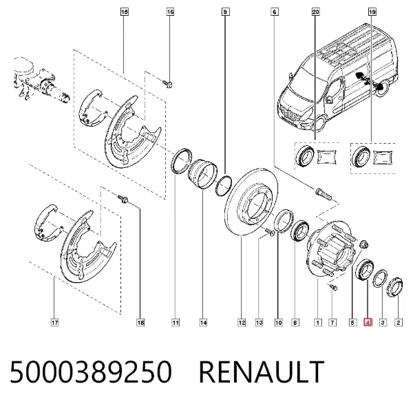 Cojinete de rueda delantero 5000389250 Renault (RVI)