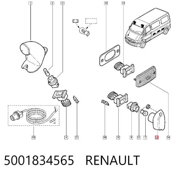 Piloto intermitente izquierdo/derecho 5001834565 Renault (RVI)