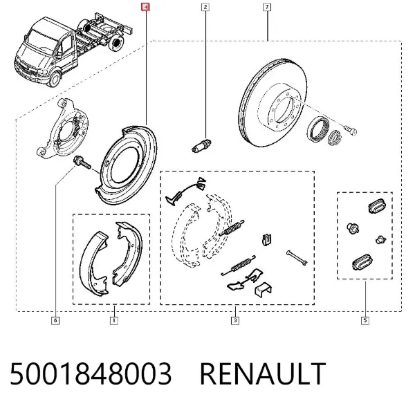 Protector de disco de freno trasero izquierdo 5001848003 Renault (RVI)