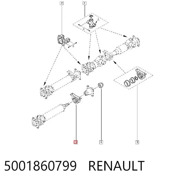 Rodamiento central del eje de transmisión 5001860799 Renault (RVI)
