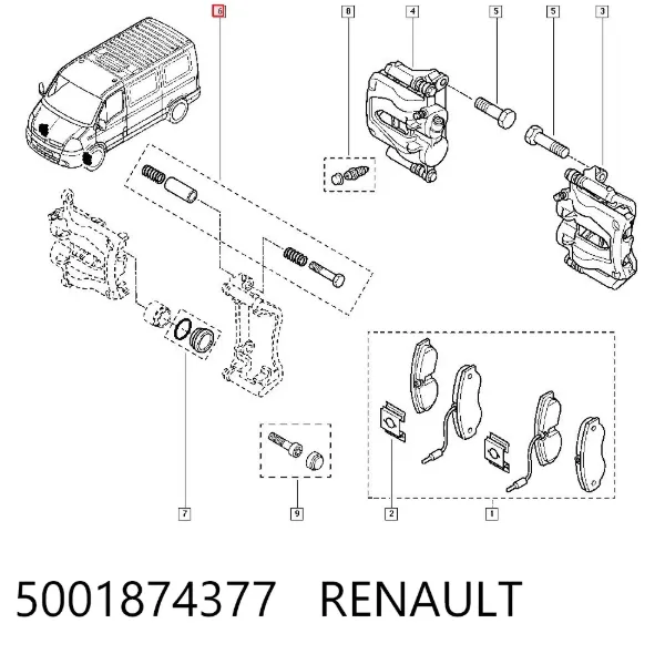 Kit de reparación de pinzas de freno 5001874377 Renault (RVI)