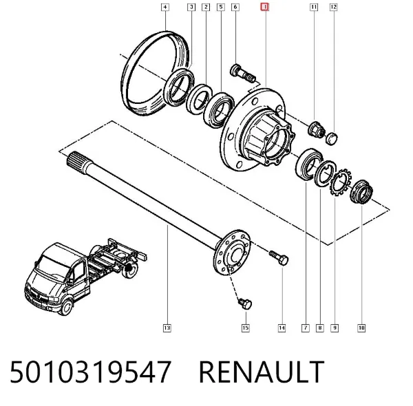 Cubo de rueda trasero 5010319547 Renault (RVI)