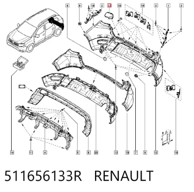 Tapa de gancho de remolque trasero del parachoques RENAULT 511656133R