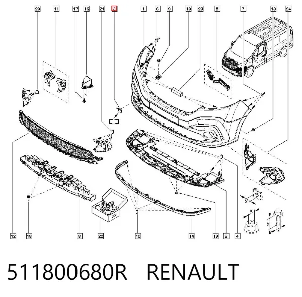 Tapa del enganche de remolcado delantera 511800680R Renault (RVI)