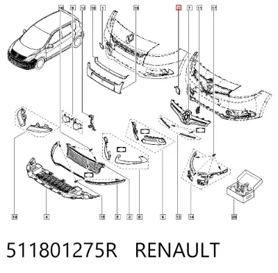Tapa del gancho de remolque del parachoques delantero RENAULT 511801275R
