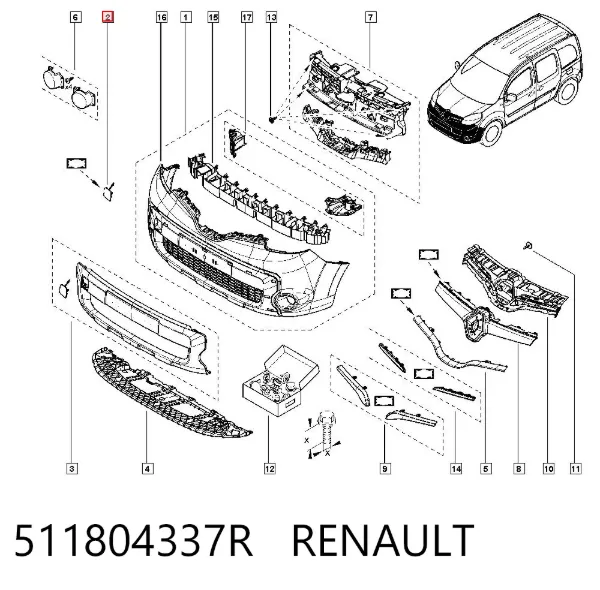 Tapa del enganche de remolcado delantera 511804337R Renault (RVI)