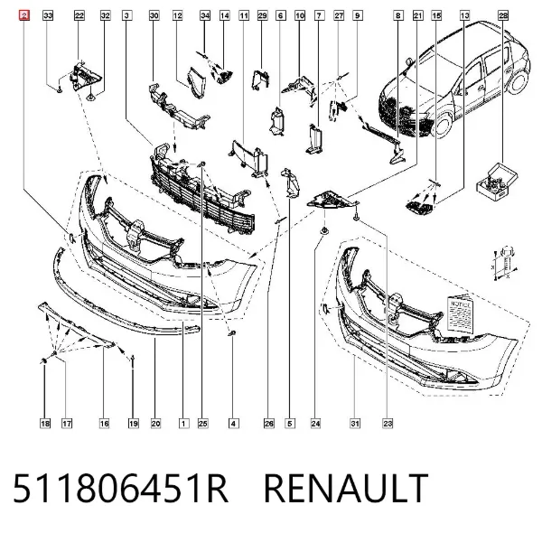 Tapa del enganche de remolcado delantera Renault SANDERO II