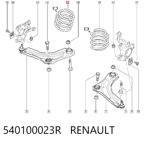 Muelle delantero 540100023R Renault (RVI)