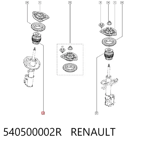 Tope de amortiguador delantero con guardapolvo 540500002R Renault (RVI)
