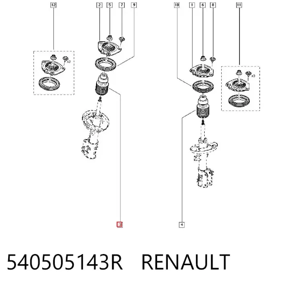 Fuelle, amortiguador delantero 540505143R Renault (RVI)