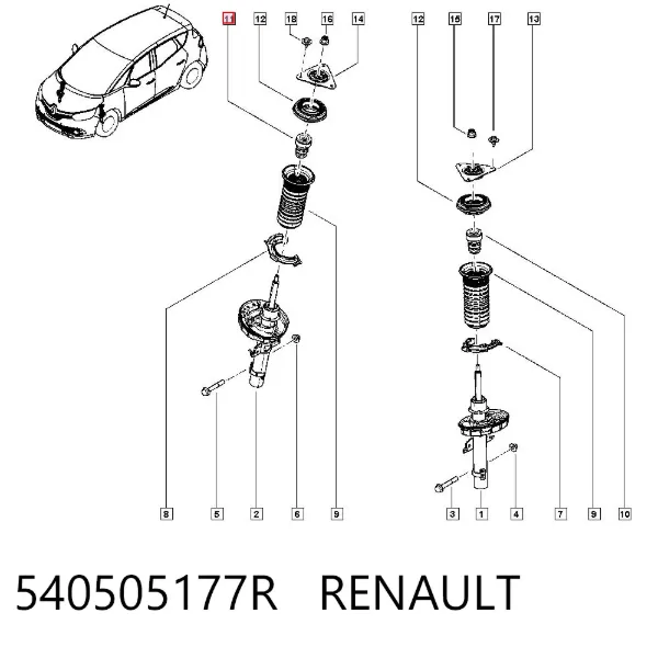 Tope de amortiguador delantero 540505177R Renault (RVI)