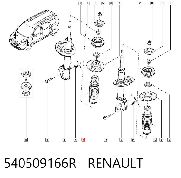 Fuelle, amortiguador delantero 540509166R Renault (RVI)