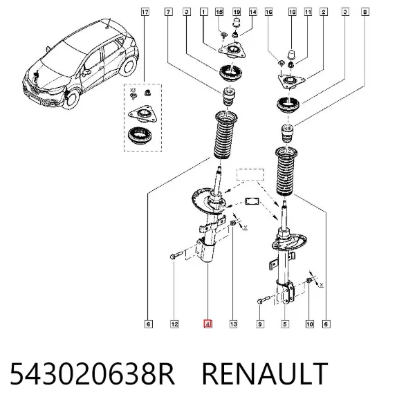 Amortiguador 543020638R Renault (RVI)