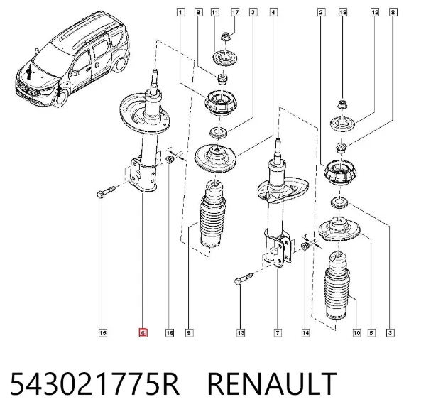 Amortiguador 543021775R Renault (RVI)