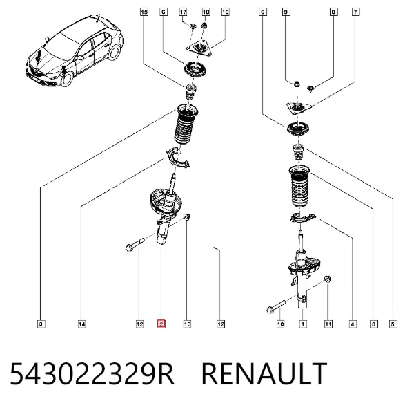 Amortiguador 543022329R Renault (RVI)