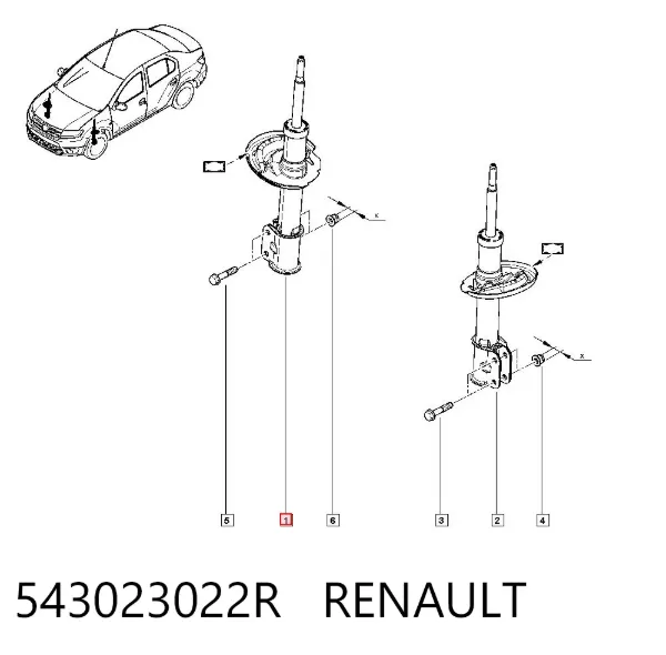Amortiguador 543023022R Renault (RVI)