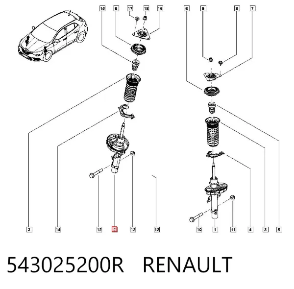 Amortiguador 543025200R Renault (RVI)