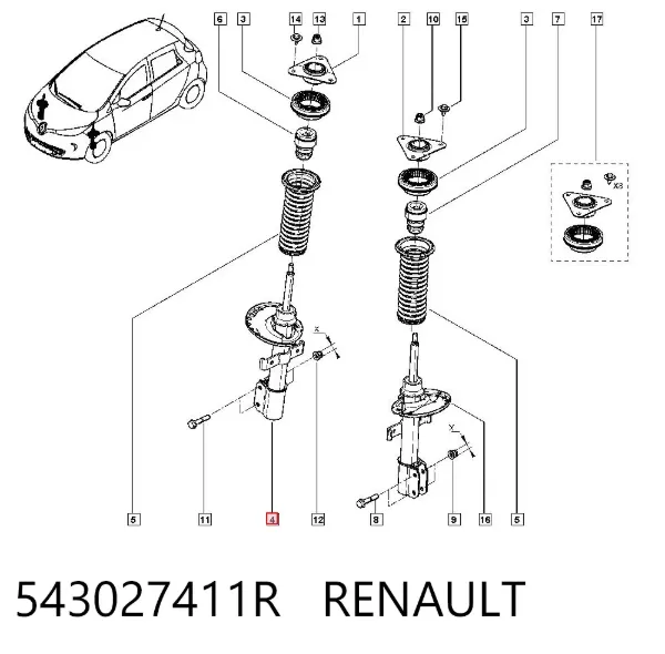 Amortiguador 543027411R Renault (RVI)