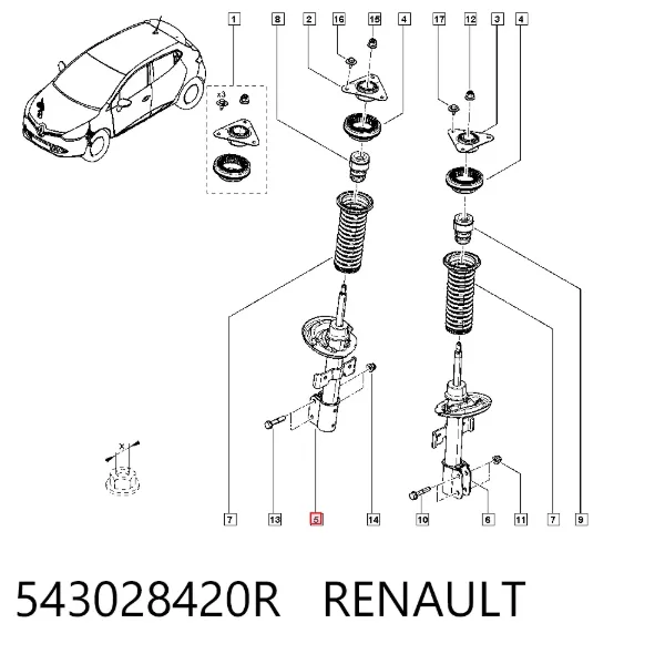Amortiguador 543028420R Renault (RVI)