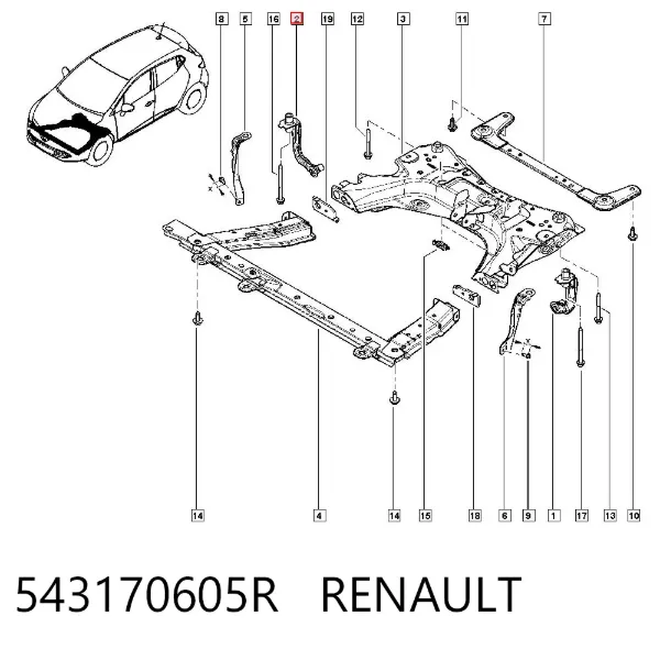 Buje silencioso del subchasis delantero 543170605R Renault (RVI)