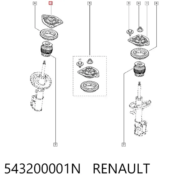 Soporte del amortiguador delantero 543200001N Renault (RVI)