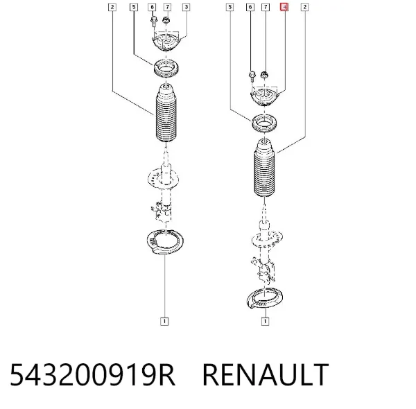 Soporte del amortiguador delantero izquierdo 543200919R Renault (RVI)