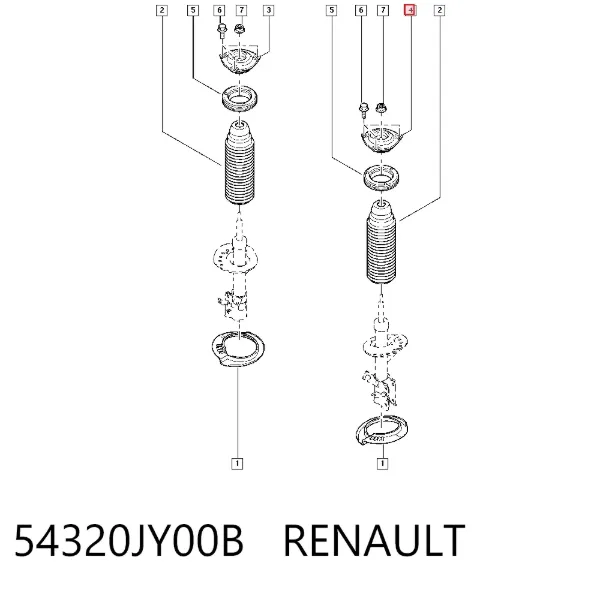 Soporte del amortiguador delantero izquierdo 54320JY00B Renault (RVI)