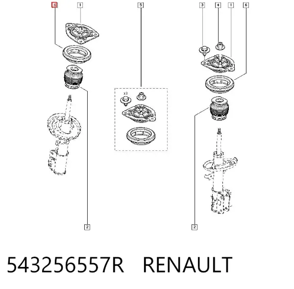 Rodamiento de soporte del amortiguador delantero 543256557R Renault (RVI)